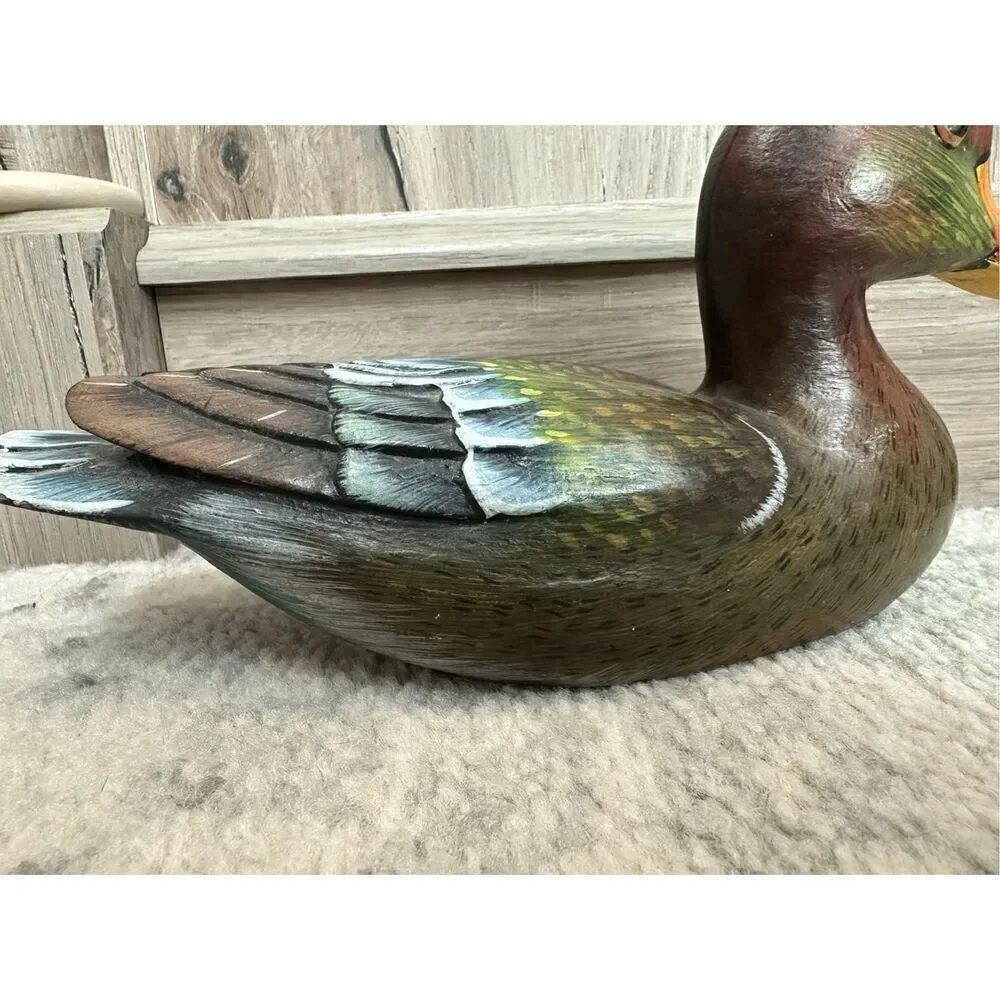 Vintage Handpainted Wooden Carbed Decoy Decor